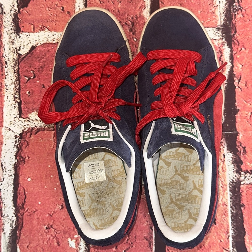 Vintage European style  Puma Navy Blue Suede Unisex Sneakers Size Women’s 6.5 - Picture 9 of 9
